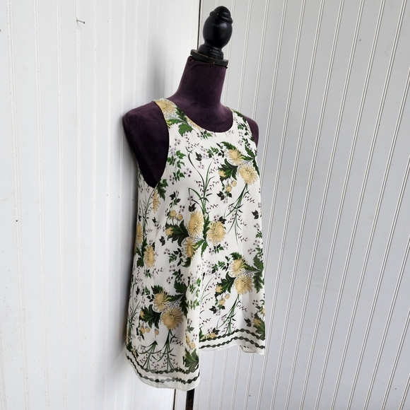 Max Studio Womens Dressy Tank Top Sz Small White Floral Party Going Out School - Picture 2 of 11